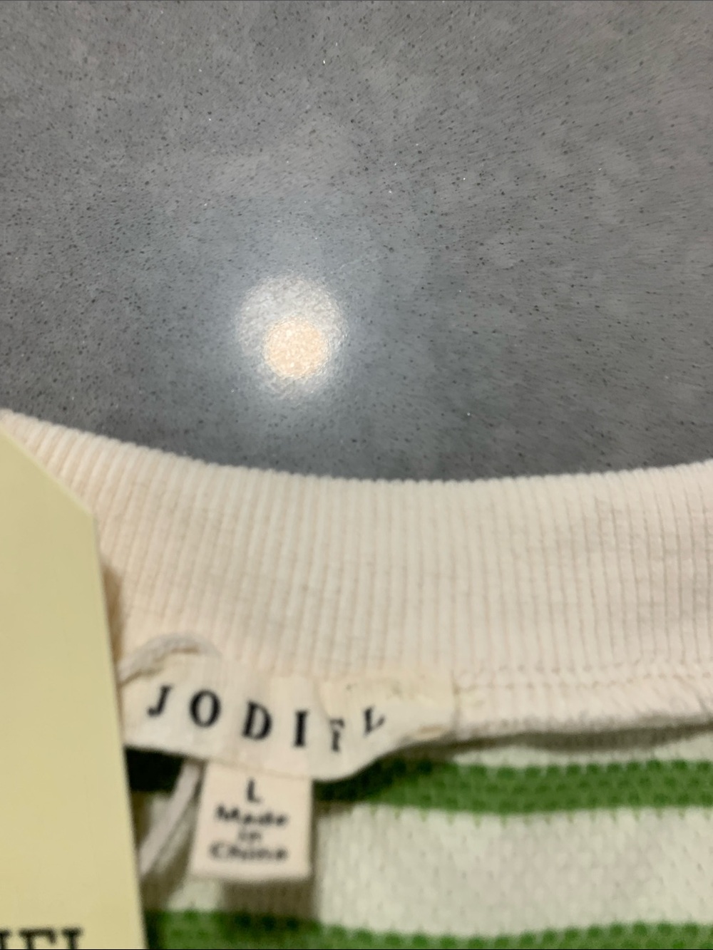 JODIFL White and Green Striped Knit Top